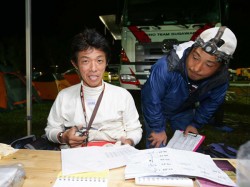 Katsumi Hamura goes over his road book. 