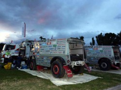 HINO500 Series trucks are serviced at the bivouac in Salta.