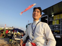 Hiroyuki Sugiura takes a breather upon arriving at the bivouac in Antofagasta. 