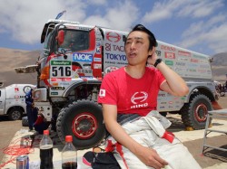 Teruhito Sugawara at the bivouac in Iquique. 