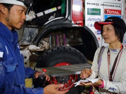 Yoko Wakabayashi arrived at the bivouac in Iquique in good shape. 